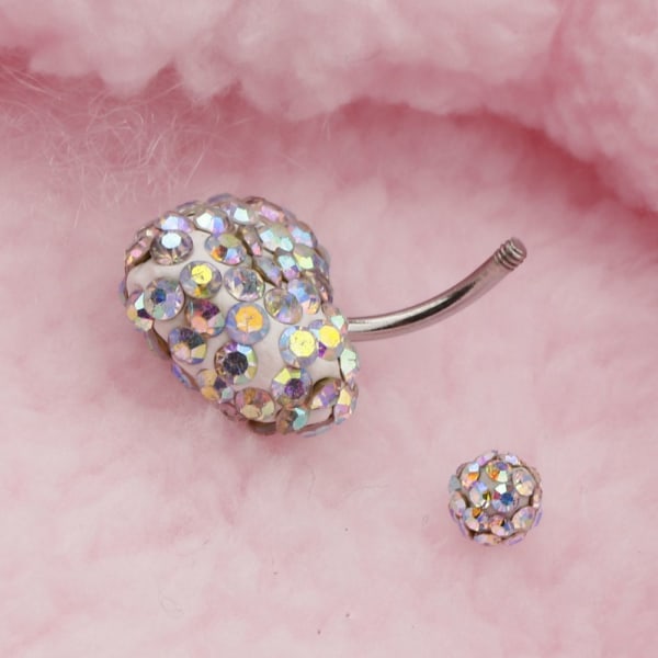 Crystal Heart Dangle Button Belly Ring Bar Body Smycken 14G Multicolor