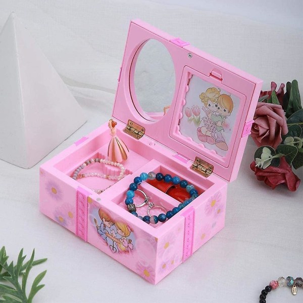 Rosa musikalisk smyckeskrin Plast Cartoon Box Case