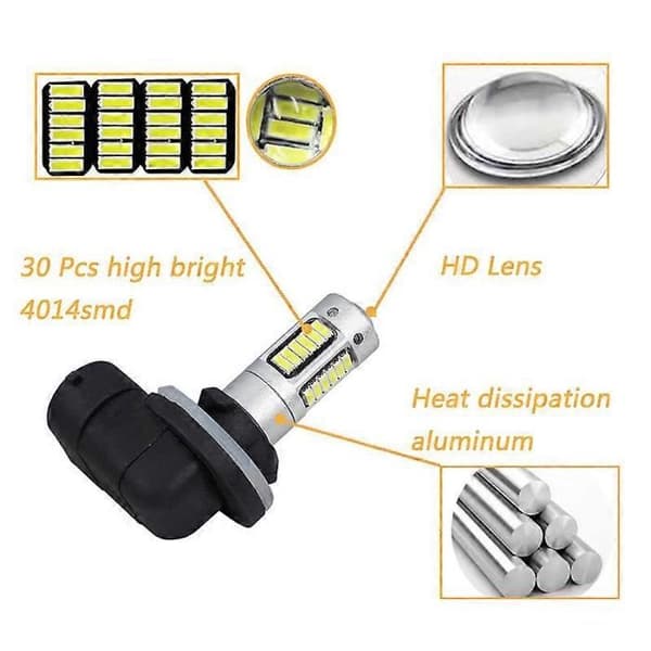 2-pack högeffekts 881 H27W/2 LED-lampor för bilar, dimljus, varselljus