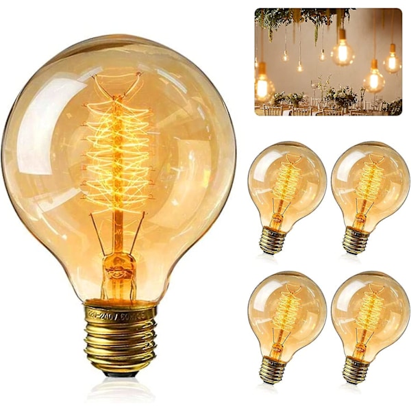 Edison Vintage Glödlampa, Retro Glödlampa Varmvit E27 40w, 4 st