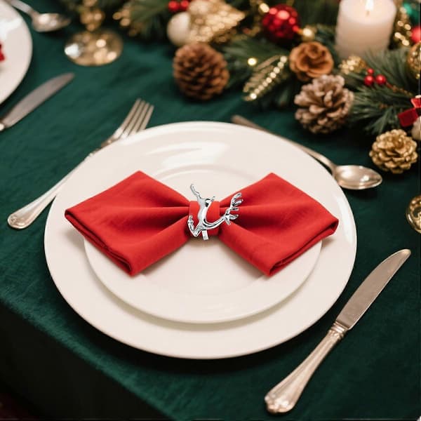Julren servettringar, 24 stycken, servettringar för bordsdekoration, bröllop, jul, festmiddag, 5,5*5,7 cm, silver