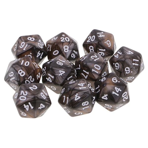 10 st 20-sidiga tärningar D20 Polyedriska tärningar för Dungeons And Dragons Bordsspel Kaffe Grå