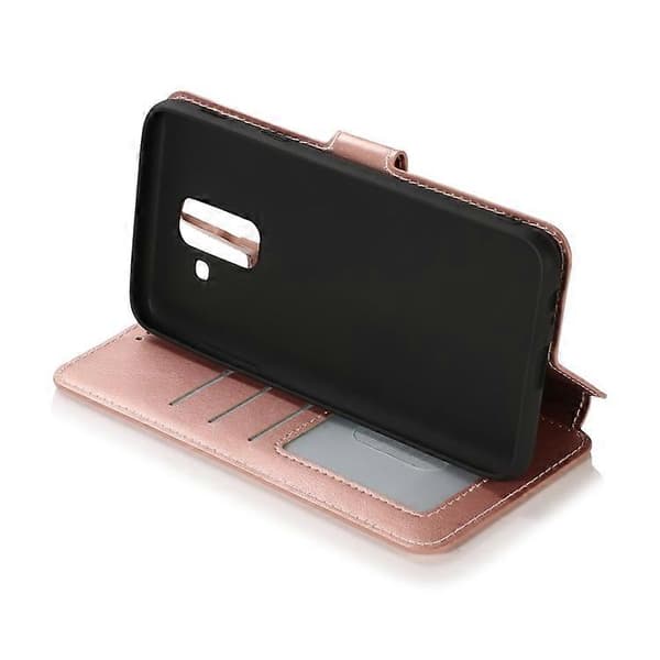 Støtsikkert PU + TPU-skinn-deksel for Samsung Galaxy A6+ Rose Gold