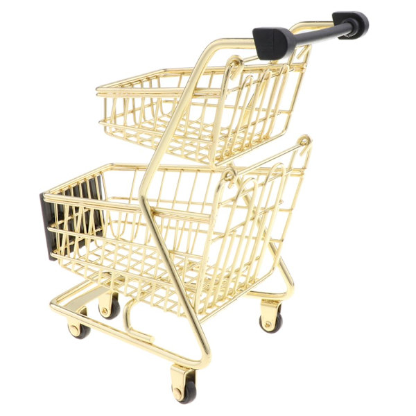 Mini Skrivbordsförvaring Leksaksförvaringskorg med Skrivbordsställ Tvåvånings Leksak Guld