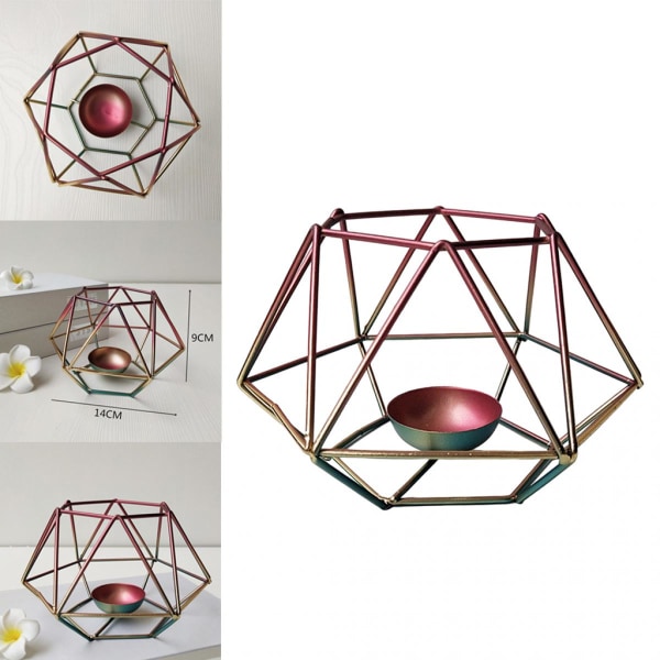 Järn Ihålig färg Metall Hexagonformade ljusstakar för heminredning Liten