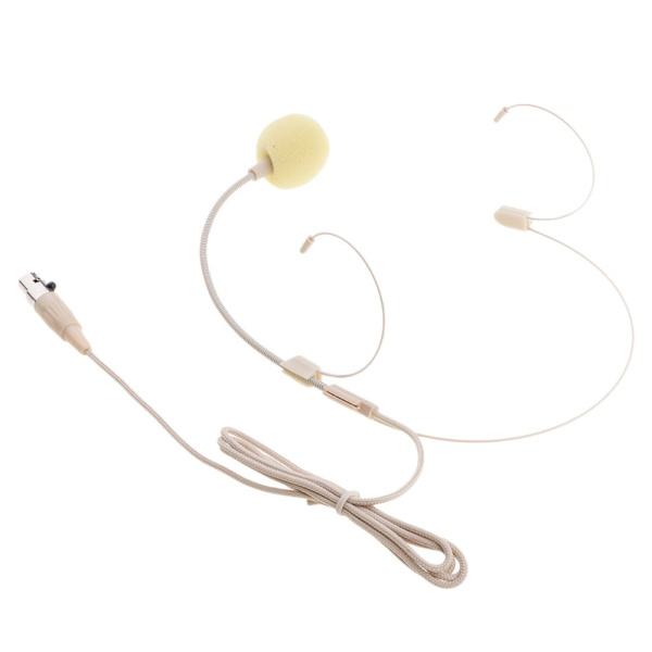 Dubbelt Trådbundet Öronkrok Headset Huvudband Mikrofon Beige XLR 3-polig