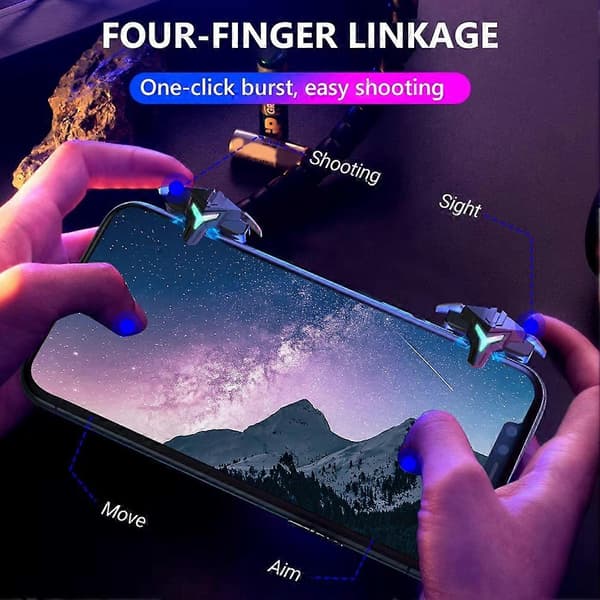 RGB A1 Mobil Gaming Trigger 4 Finger Game Controller Professionelle Triggere Joystick til Mobiltelefon