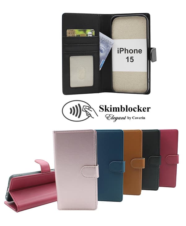 [RM]Skimblocker iPhone 15 Pungcover Svart