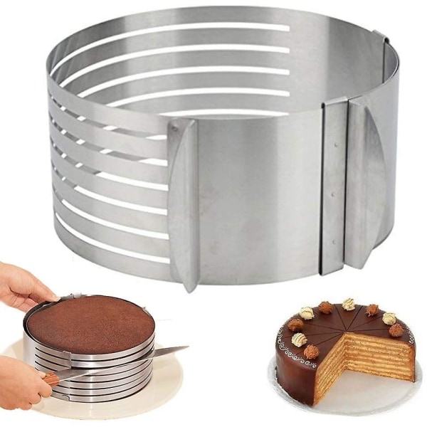 Ringskärare Layer Cake Slicer, Justerbar Ring 7 Layer Mousse, För att enkelt skära tårtbottnar, Gör-det-själv runda brödbakpanna