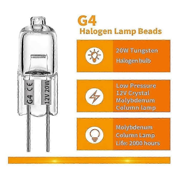 40PCS 12V 20W G4 Halogenlampor Klara Pärlor för Heminredning