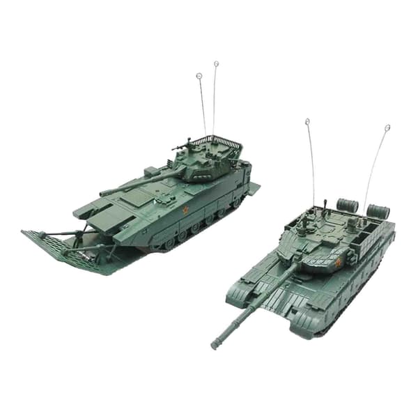 [RM]2x 1:72 Bandvagn Stridsvagn Stridsvagnsmodell med Roterande Torn Pansarvagn Leksakspussel för Vuxna Samlarobjekt Display Green Multi