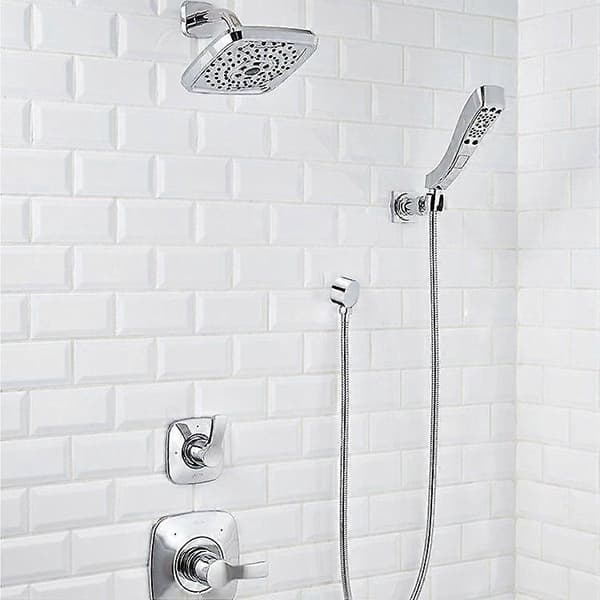 Rund kobling - Krom veggalbue - Kobber - 1/2\" - Sandblåst kobling - Veggmontert dusjhode