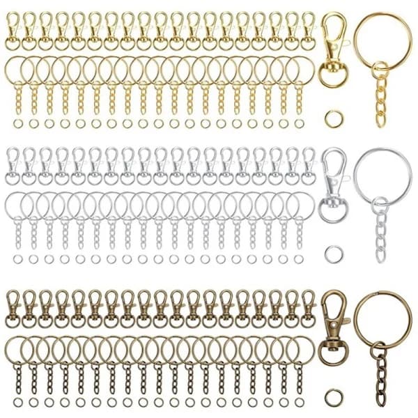 Swivel Snap Hooks Keychains with Chain and Open Jump Rings for Lanyards Sewing Projects Material Crafts, A[RM]