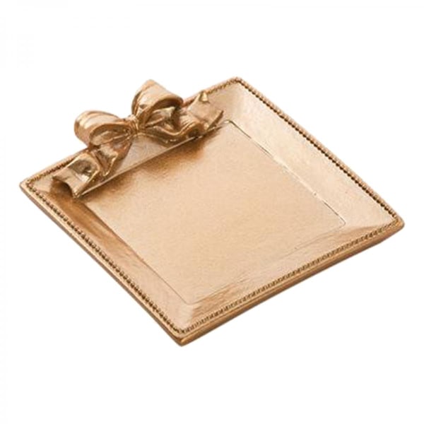 Hartsbemålad Pall Förvaringsbricka Halsband Örhänge Smycken Display Stand Plate Guld Square