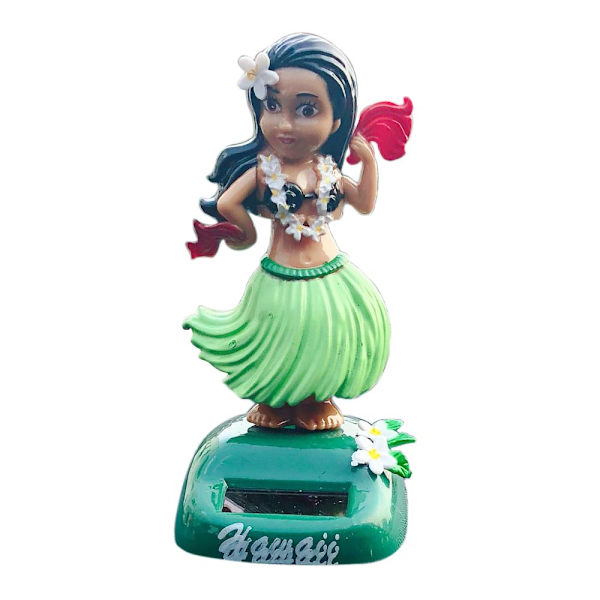 Hawaii Flicka Bil Instrumentbräda Prydnad Skrivbord Bobblehead Solar Leksak A-Grön