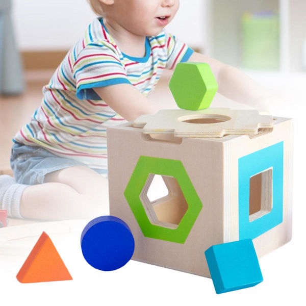 Låsbox i trä Montessori Babysensoriska leksaker