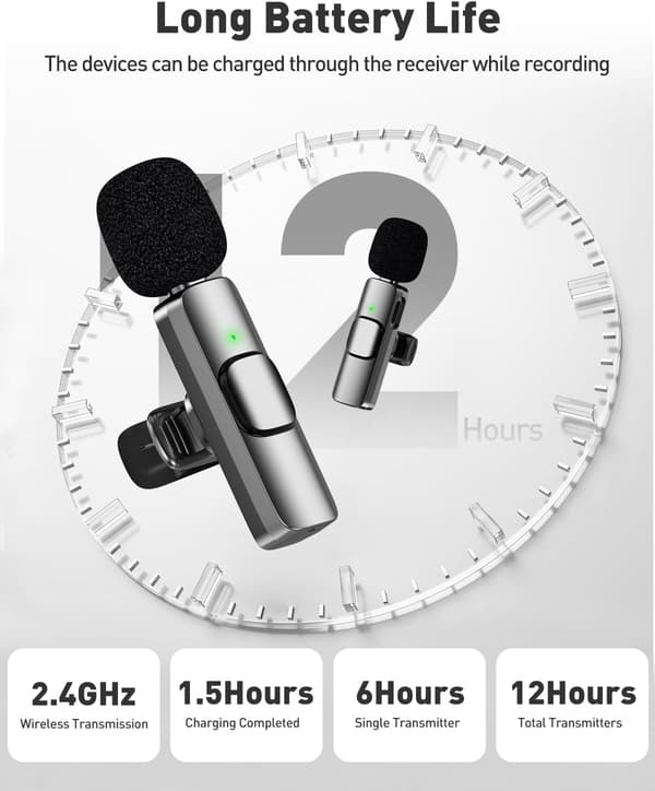 [RM]USB C Mini Microphone for iPhone 16/15/14/Android, Wireless Lavalier Microphone with Noise Reduction, Lapel Microphone for Vlog YouTube TikTok Recording