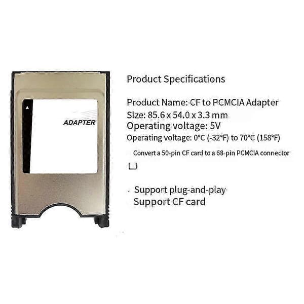 Compact Flash til CF til PC Card PCMCIA Adapterkortlæser til bærbar computer