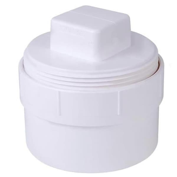 2 stk. 6 tommer PVC kloakrenseadapter med hætte, DWV skyllesystem til udendørs, have, forbedret drænrørsfitting White