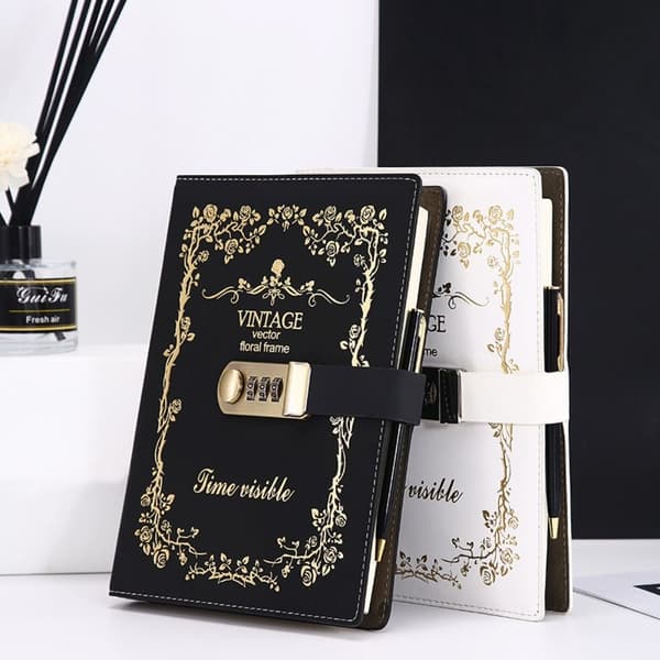 A5 Simple Artistic Retro Handbook Password Book Diary Notebook Blue blue