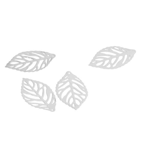 100 st Pierced Tree Leaves Berlockhänge i vitt silver