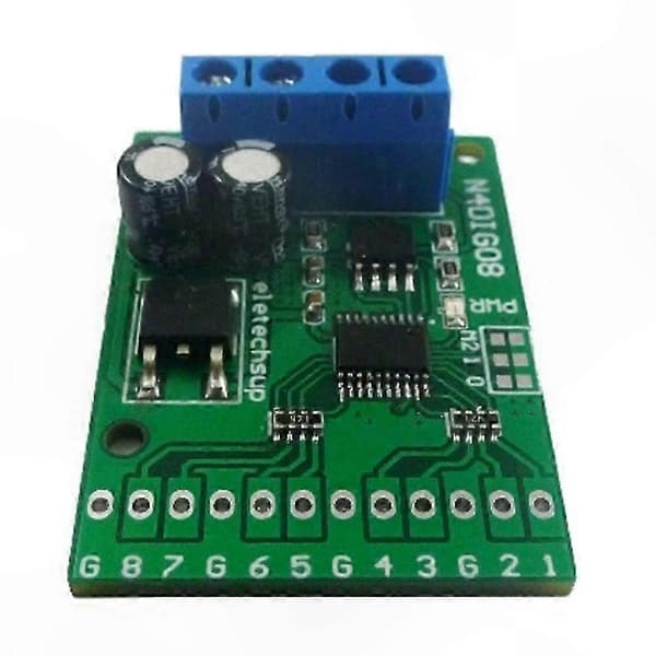 8-kanals digital I/O-switch TTL CMOS RS485 Modbus RTU-kontrolkort til PLC-relæmoduler Green With Pin
