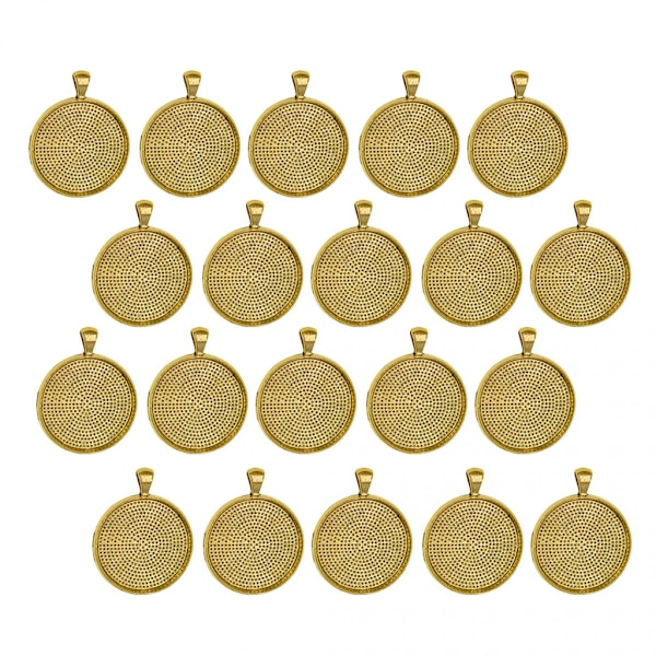 20x Tom Rund Hänge Cabochon Bas Inställning DIY Smyckesbricka 30mm Guld