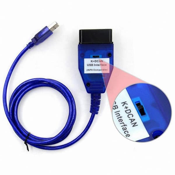 USB-diagnosegrænseflade med FT232RQ-chip, blå kontakt til K+CAN-kommunikationsadapter blue