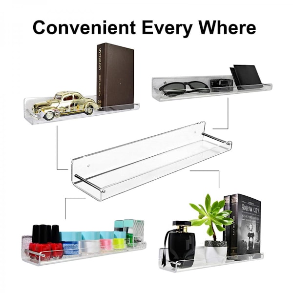 2 Stycken Genomskinlig Akryl Väggmonterad Hängande Hylla Displayfodral Organizer för Actionfigurer