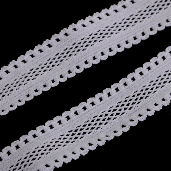 Metervara 18mm Stretch Elastisk Spets Kantband DIY Sömnad Hantverk Vit