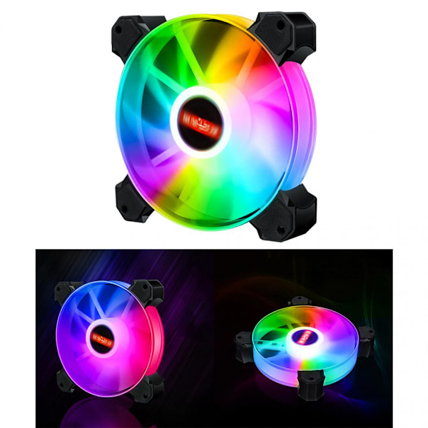 12cm RGB LED PC-chassifläkt Lätt att Installera Hög Hastighet Regnbåge 02