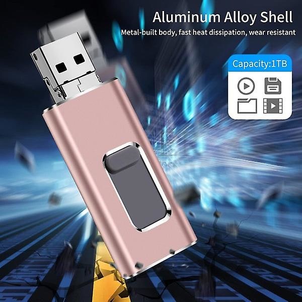 3-i-1 USB 3.0 Flash Drive 128GB Metall Pendrive Android OTG Mirco USB Minne Blue