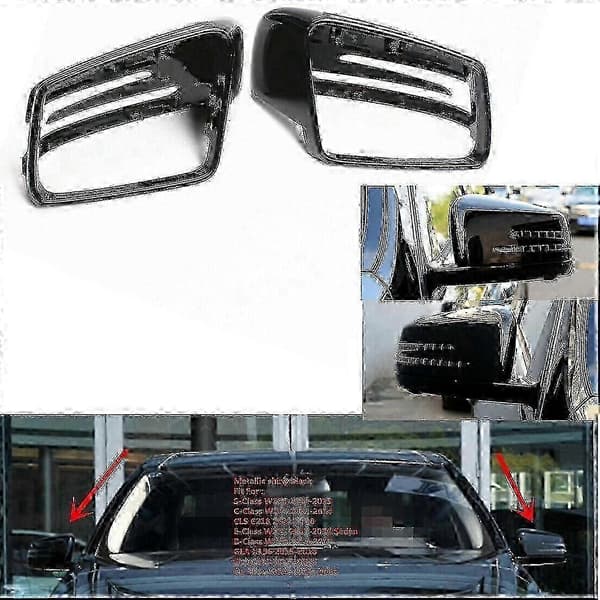 1 par blank sorte dørsspejlkapper til C E S klasse W204 W212 W221 CLA GLA 2009 - 2013 Bright black