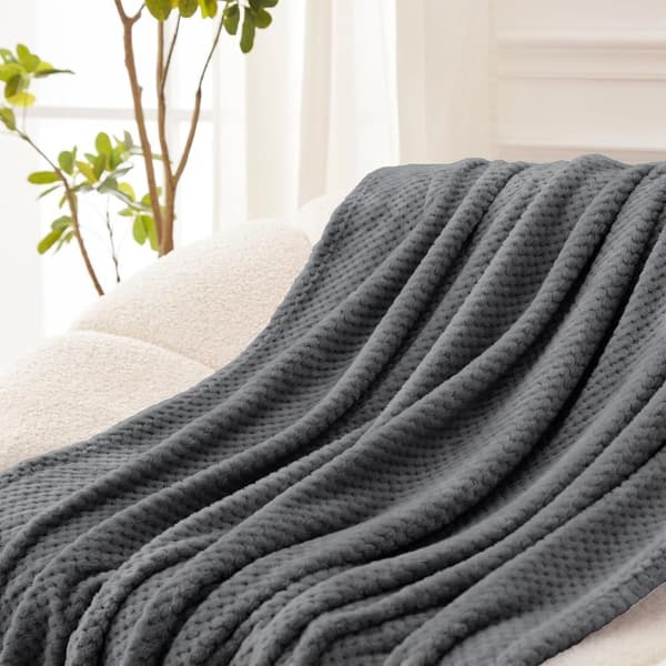 [RM] Blanket 150X200cm - Bedspread Sofa Throw Soft Blanket Quilt - Fluffy and Soft - Polyester Navy Blue dark gray