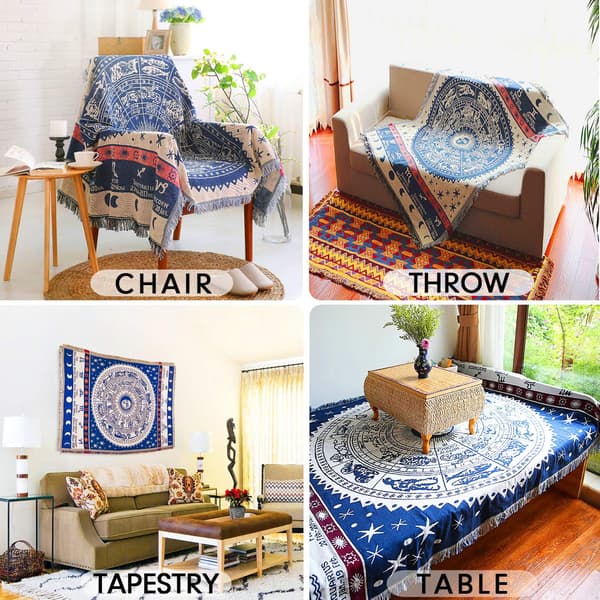 [RM]Boho Woven Blanket Reversible Cotton Bohemian Tapestry