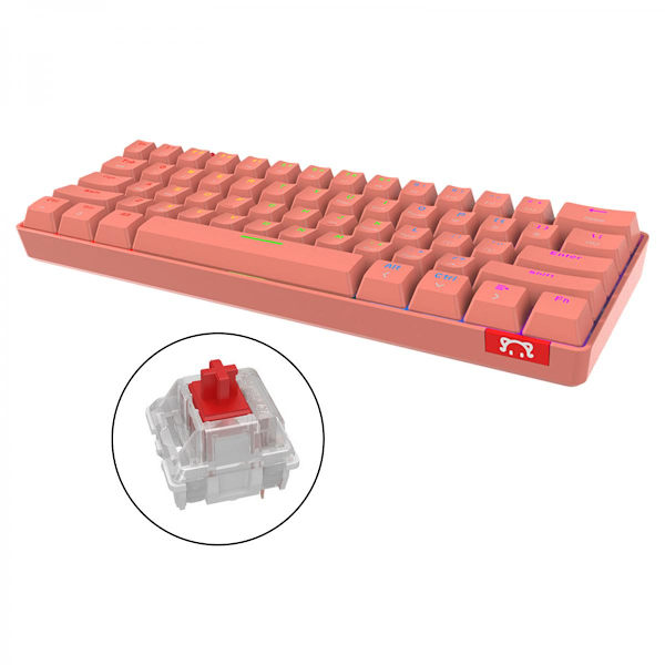 61 Tangenter Trådlöst Bluetooth RGB Mekaniskt Tangentbord För PC Laptop Rosa B
