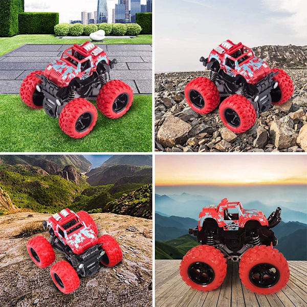 Leksaksbil med dragfunktion, tröghetsrotation, fyrhjulsdriven terrängbil SUV Racing Power Car Leksaksbil för barn Present Alloy Style Red