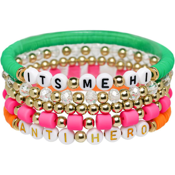 Bohemiskt Taylor Swift Vänskapsarmband med Pärlor och Polymerlera MIDNIGHT with BEJEWELED with