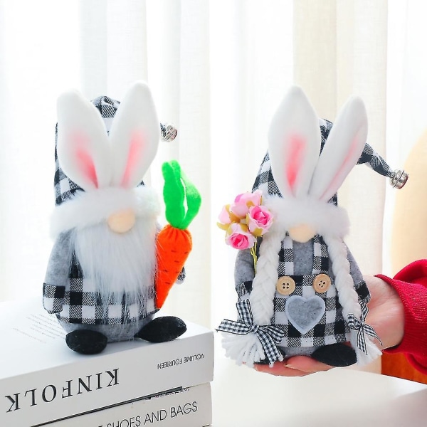 Påskhare Gnome Söt kanin morot tomtar prydnad tillbehör Womens