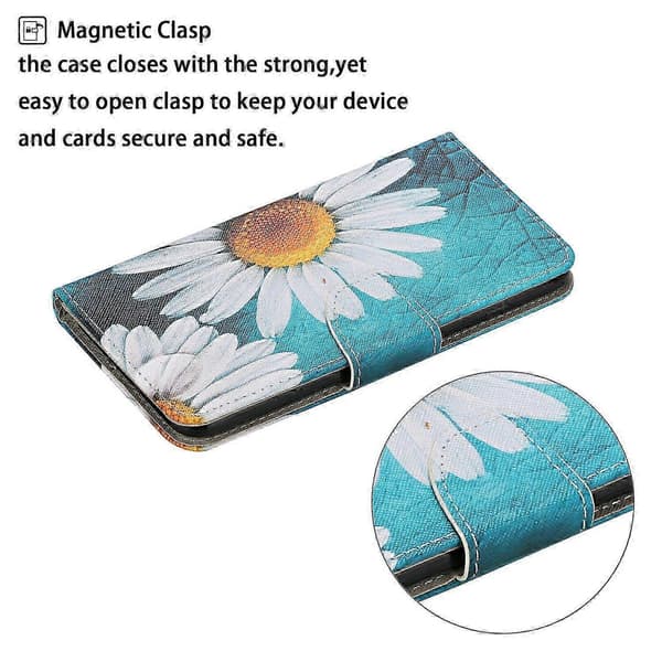 [RM]Galaxy A56 5G Fodral, Mönstrat skyddande plånboksfodral med handledsrem Multicolor Large Chrysanthemum