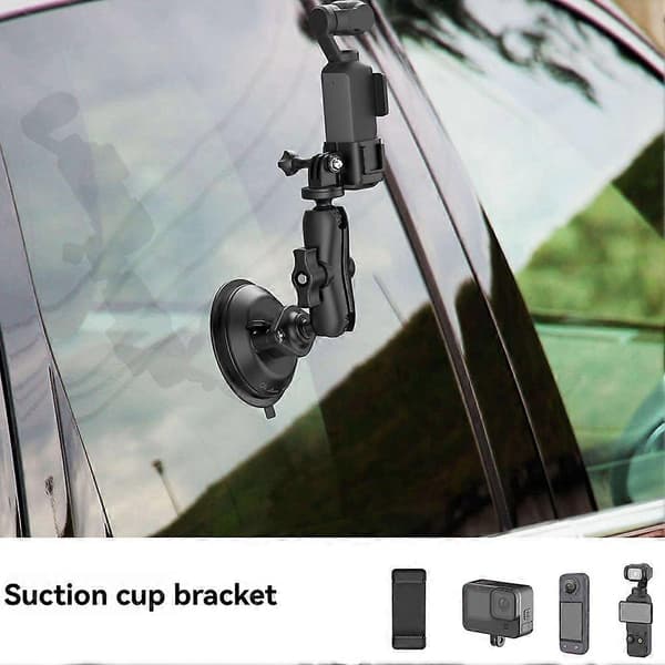 For DJI Pocket 3 GoPro Insta360 Sugekopp Støtsikker Bil Stativ Telefonfeste Actionkamera Tilbehør Black