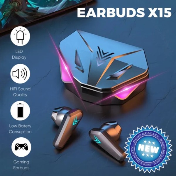 X15 TWS Trådlösa hörlurar 5.3 bluetooth hörlurar 65ms Låg Latency Earbud Esport Gaming Headset Gamer med mikrofon för xiaomi iphone x15 pro gray