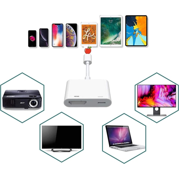 För Lightning till HDMI-kompatibel adapter projektionskabel Ljudsynkroniseringsskärmanslutning