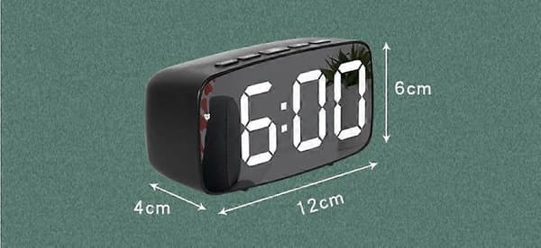 Smart digital väckarklocka för sängbord, röd LED rese-USB-bordsklocka med 12/24H datum temperatur snooze för sovrum, svart