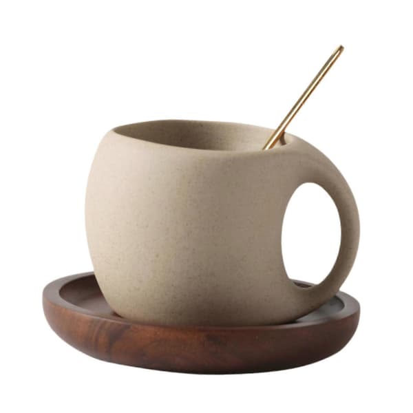 Keramisk kaffekrus 250 ml kaffekop til restaurant, familie, eftermiddagste med underkop