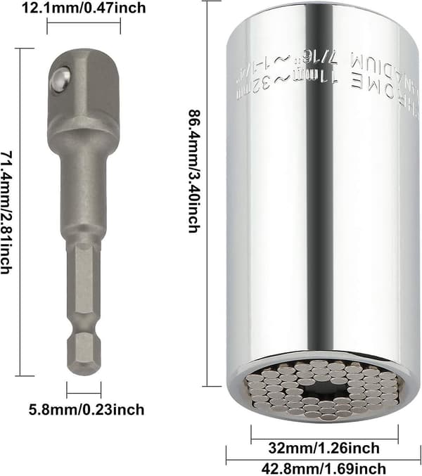 Multifunktionell hylsa 11-32 mm med förlängningsadapter