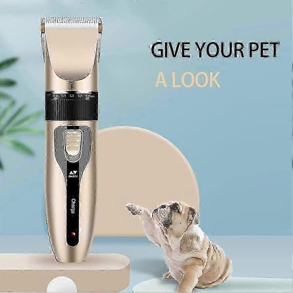 Støjsvag USB genopladelig katte- og hundeklipper (guld)