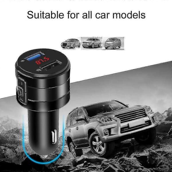 Bil Bluetooth Fm-sender Dobbelt USB-opladerstik Aux-adapter Håndfri Hurtig Opladning
