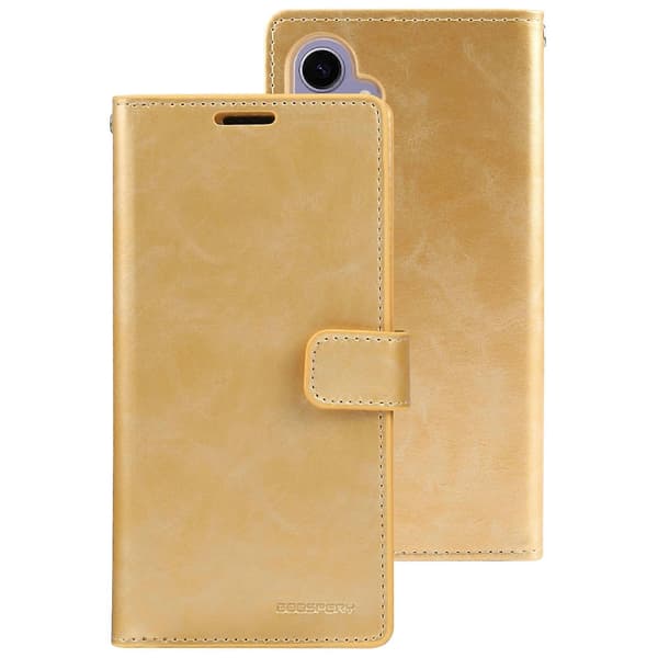 GOOSPERY MANSOOR DIARY Läderfodral med 9 kortfack Gold For Samsung Galaxy S24+ 5G