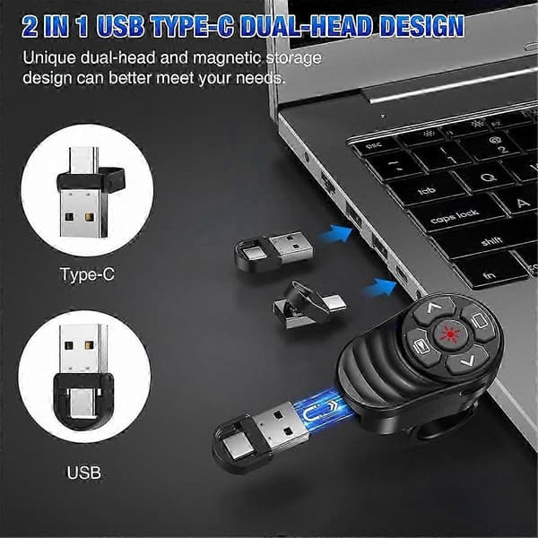USB-C Genopladelig Trådløs Præsentationsklikker Black